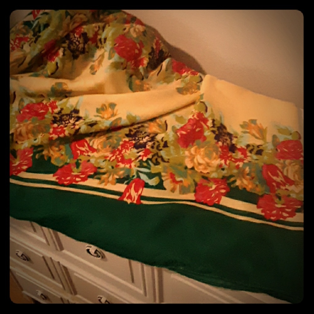 Large green and floral scarf
